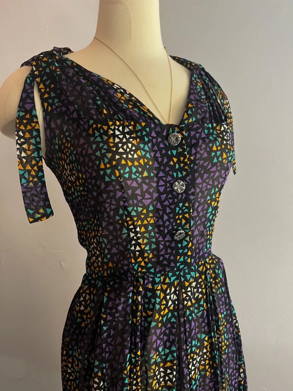 1940s true vintage novelty geometric print day dress
